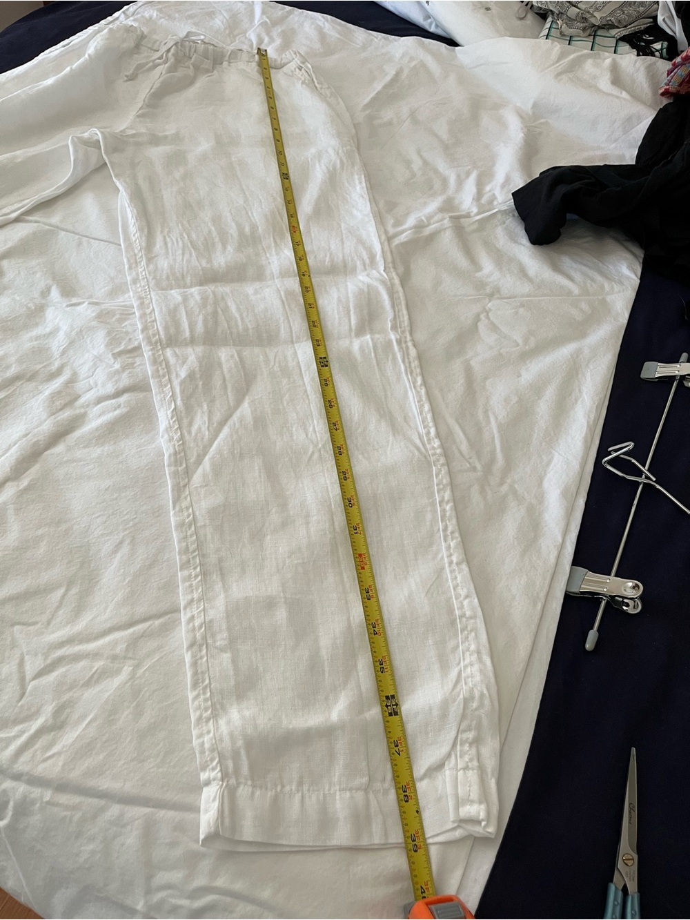 CP SHADES CLASSIC Lightweight White Linen Drawstring Pants - Picture 7 of 12